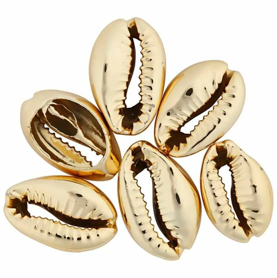 CREOTIME - 6 perles coquillage 20 mm - doré