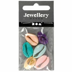 CREOTIME - 6 perles coquillage 20 mm - multicolore