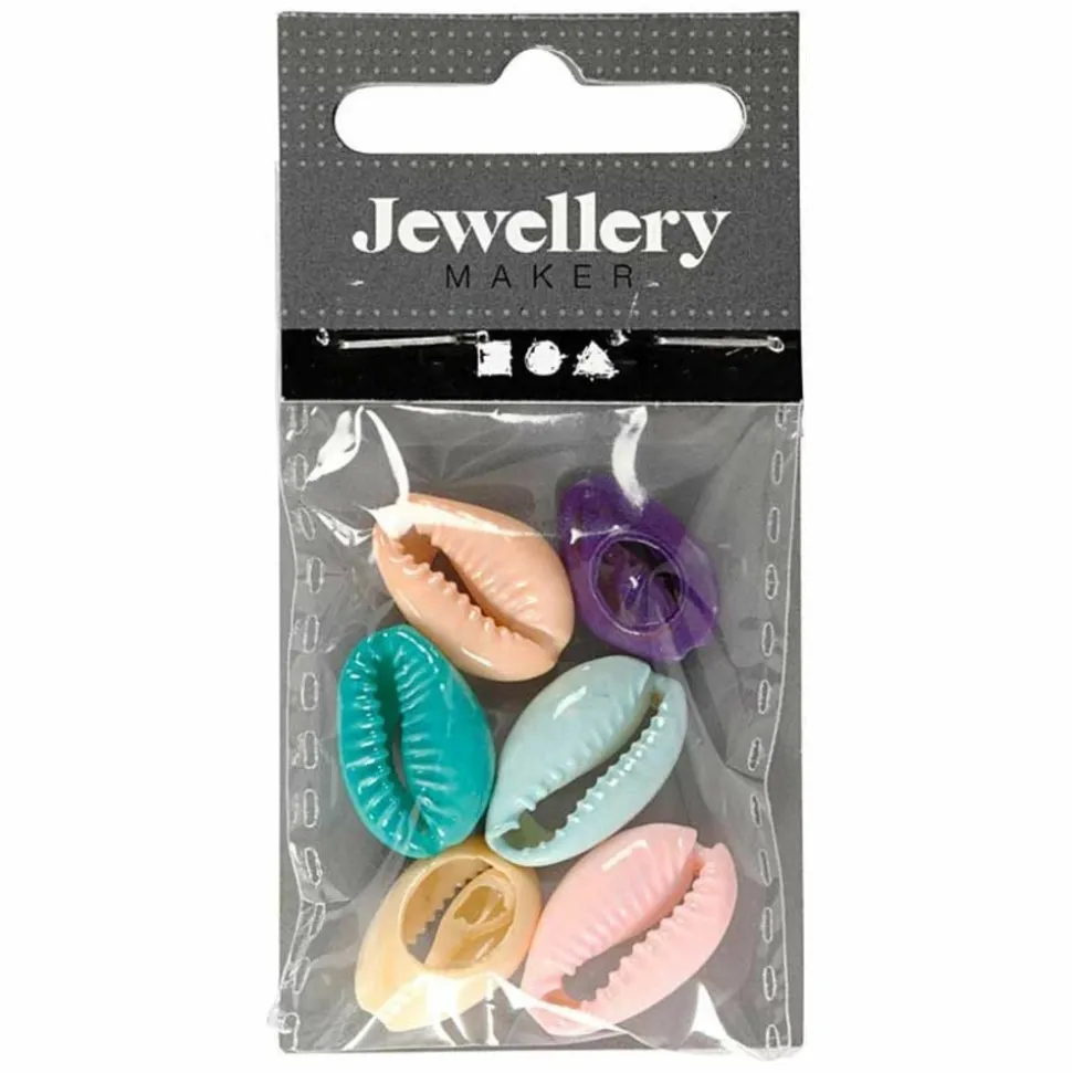 CREOTIME - 6 perles coquillage 20 mm - multicolore