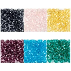 CREOTIME - 270 perles en plastique rondes à facettes ø 4 mm - multicolores