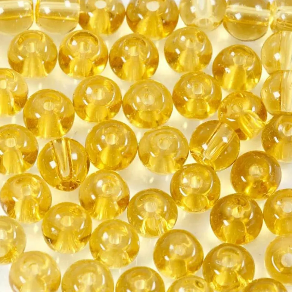 CREOTIME - 45 perles en verre à facettes rondes ø 4 mm - jaune