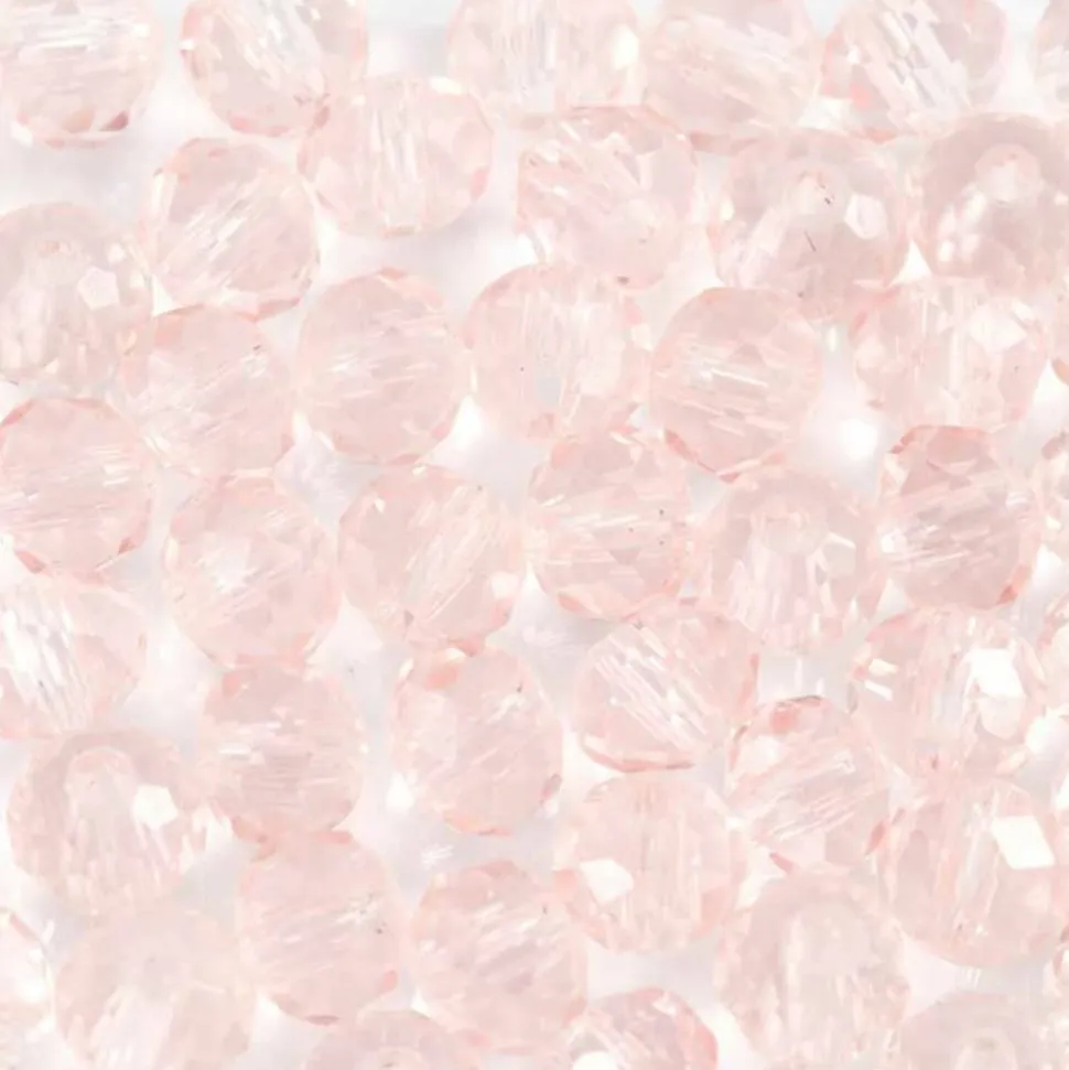 CREOTIME - 45 perles en verre à facettes rondes ø 4 mm - rose clair