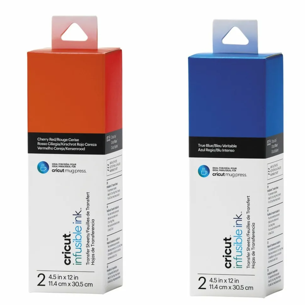 CRICUT - 4 feuilles de transfert pour mug press - rouge + bleu