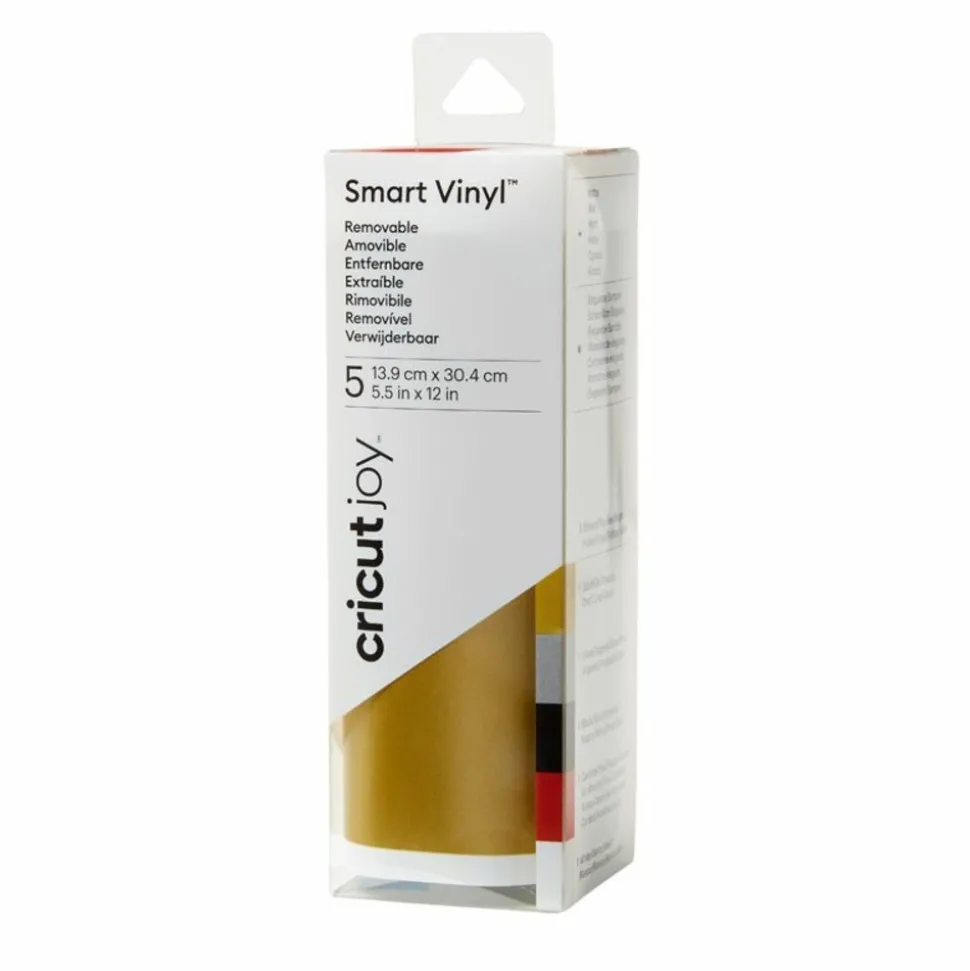 CRICUT - 5 feuilles de vinyle amovible cricut doré, noir, rouge et blanc - 30,4 x 13,9 cm
