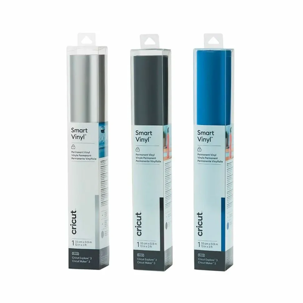 CRICUT - 3 vinyles permanents 91 x 33 cm - bleu, noir, argenté