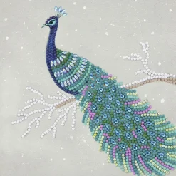 CRYSTAL ART - Carte crystal art à diamanter - paon - 18 x 18 cm