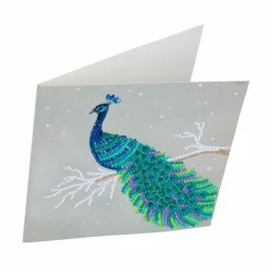 CRYSTAL ART - Carte crystal art à diamanter - paon - 18 x 18 cm