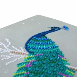 CRYSTAL ART - Carte crystal art à diamanter - paon - 18 x 18 cm