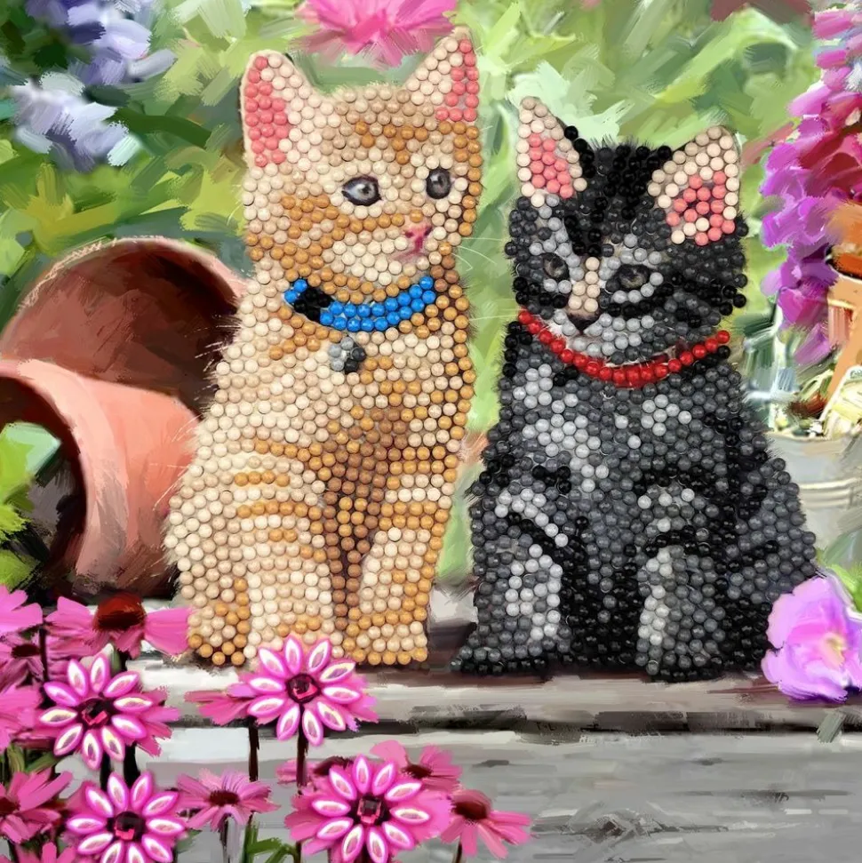 CRYSTAL ART - Carte crystal art à diamanter - chatons- 18 x 18 cm