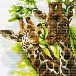 CRYSTAL ART - Tableau crystal art à diamanter - girafes - 30 x 30 cm