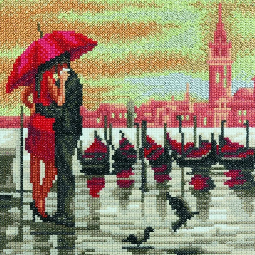 CRYSTAL ART - Tableau crystal art à diamanter - venise - 30 x 30 cm