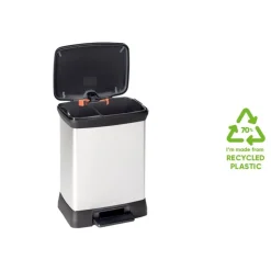 CURVER - Poubelle duo à pédale deco 10l+18l argenté
