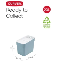 CURVER - Poubelle ready to collect 20 l bleu clair