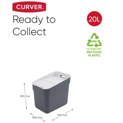 CURVER - Poubelle ready to collect 20 l gris foncé