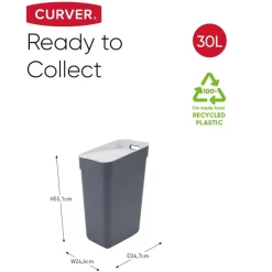 CURVER - Poubelle ready to collect 30 l gris foncé