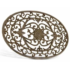 DÉCORATION D'AUTREFOIS - Paillasson lune fonte fonte marron - décoration d'autrefois