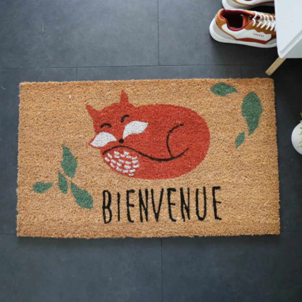 DÉCOWEB - Paillasson coco 45 x 75 cm - renard