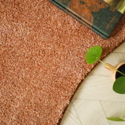 DÉCOWEB - Tapis contemporain de forme organique - influence - rose corail - 160 x 240 cm