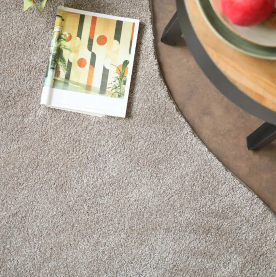 DÉCOWEB - Tapis contemporain de forme organique - influence - grège clair - 120 x 180 cm