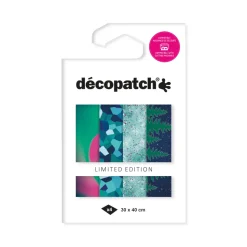 DECOPATCH - Papier foil : 4 feuilles, thème Aurores boréales - 30x40cm
