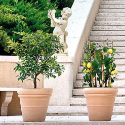 DEROMA - Pot double rebord Antique en terre cuite claire Ø 42,5 x H. 38,7cm