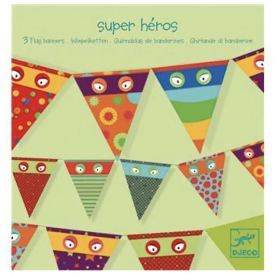 DJECO - 3 guirlandes de fanions super heros