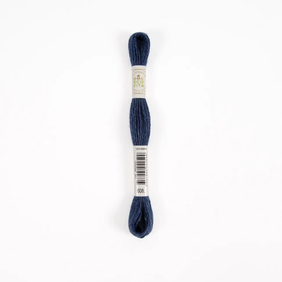 DMC - Fil de laine organique à broder Eco Vita 360 coloris 608 bleu -16m