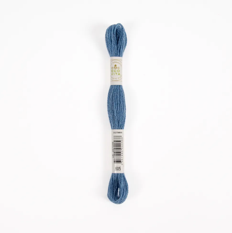 DMC - Fil de laine organique à broder Eco Vita 360 coloris 605 bleu -16m