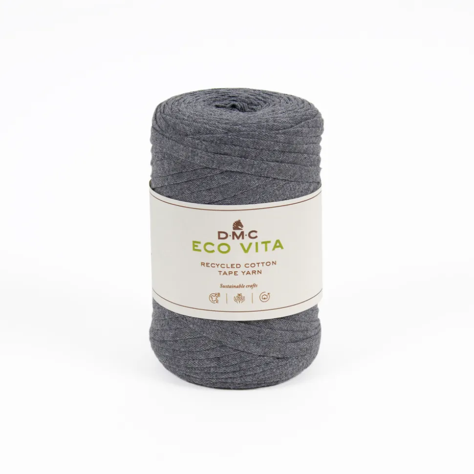 DMC - Fil Eco Vita Tape 250gr pour crochet et tricot, coloris 122 gris -120m