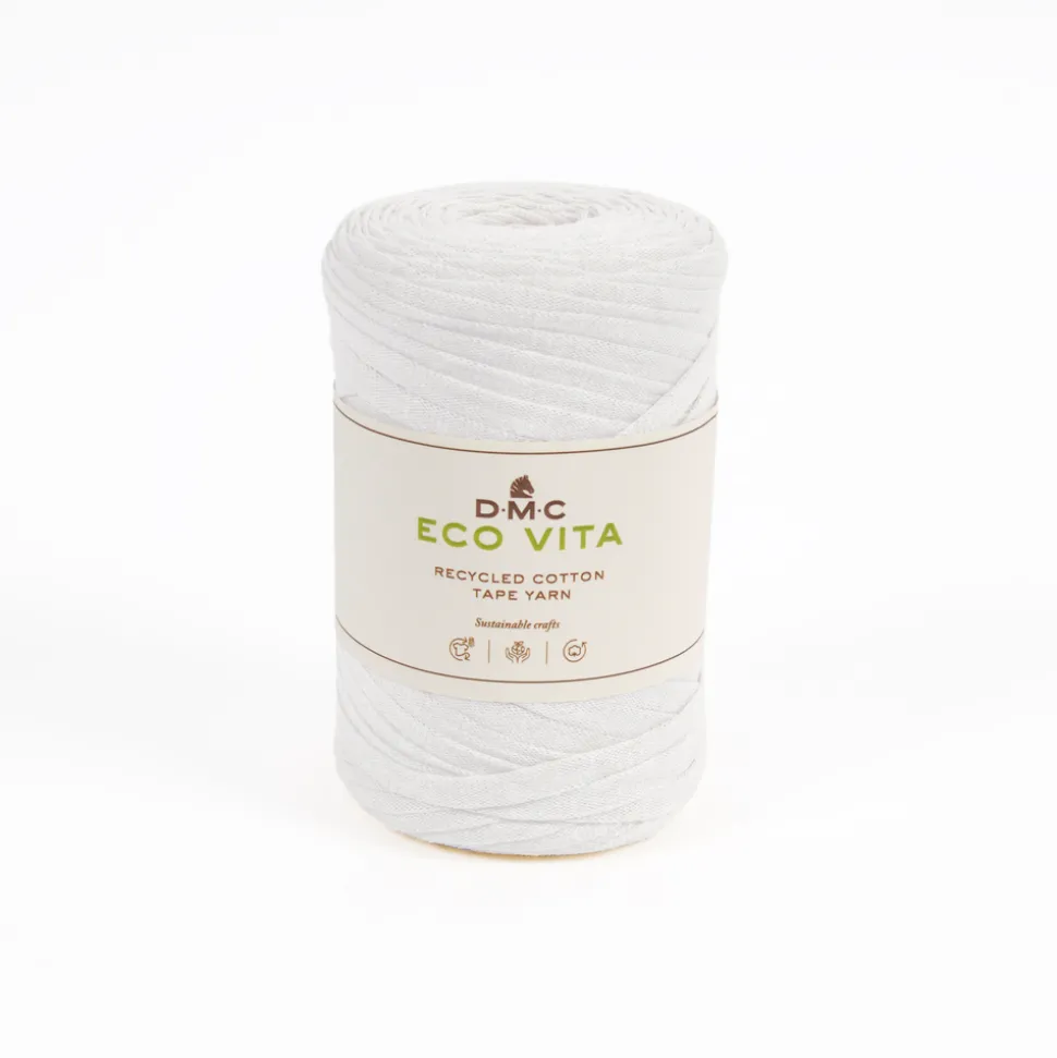 DMC - Fil Eco Vita Tape 250gr pour crochet et tricot, coloris 1 blanc -120m
