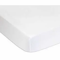 DOMIVA - 2 draps housse en jersey - blanc / vert de gris - 70 x 140 x 17 cm