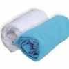 DOMIVA - Drap housse + alese uni -traité sanitized - turquoise - 60 x 120 cm