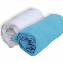 DOMIVA - Drap housse + alese uni -traité sanitized - turquoise - 60 x 120 cm
