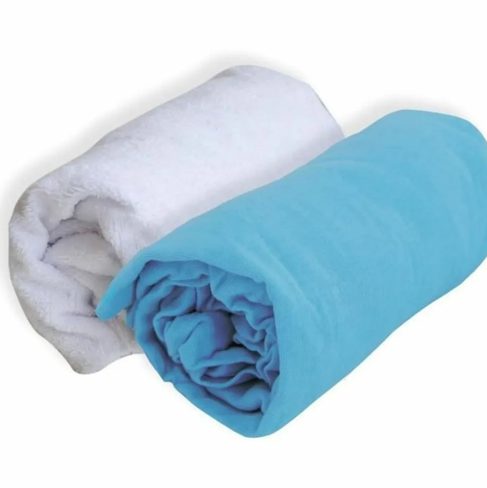 DOMIVA - Drap housse + alese uni -traité sanitized - turquoise - 60 x 120 cm