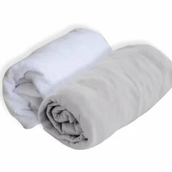 DOMIVA - Drap housse + alese uni -traité sanitized - perle - 60 x 120 cm