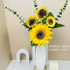 DOWNYPAWS - 4 tournesols artificiels + vase