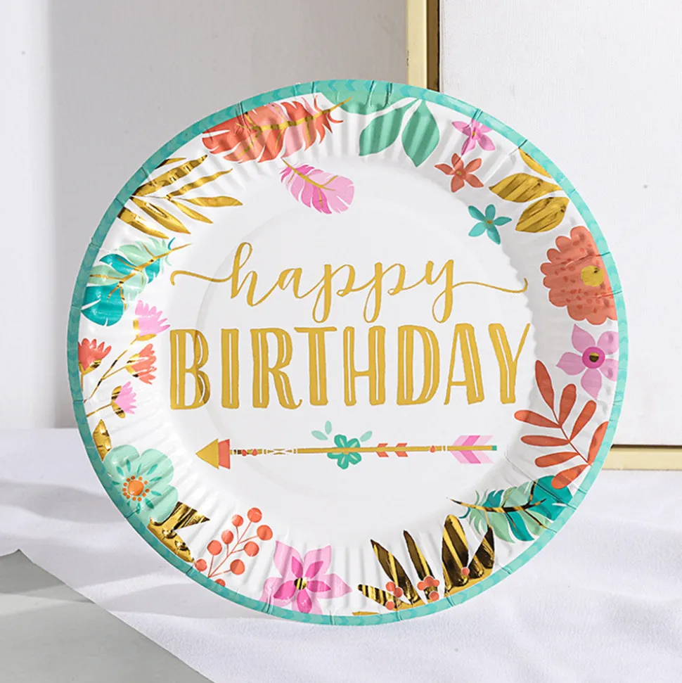 DOWNYPAWS - Assiettes d'anniversaire jetables