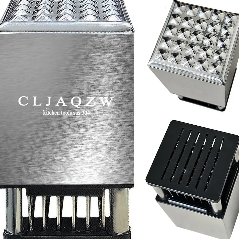 DOWNYPAWS - Attendrisseur de viande double face 2 en 1 en acier inoxydable avec 36 lames à aiguilles pour steak poisson noix, crustacés et plus