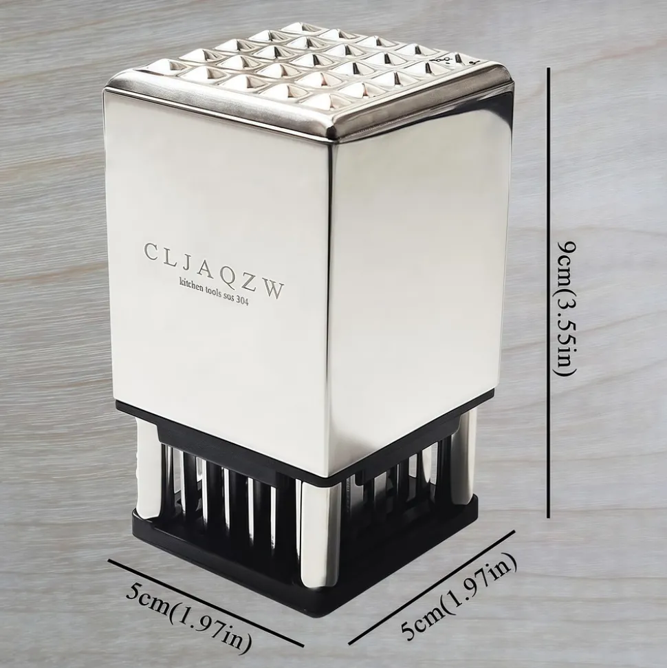 DOWNYPAWS - Attendrisseur de viande double face 2 en 1 en acier inoxydable avec 36 lames à aiguilles pour steak poisson noix, crustacés et plus