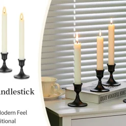 DOWNYPAWS - Bougeoir noir (2,2 cm) avec une base ronde stable en métal