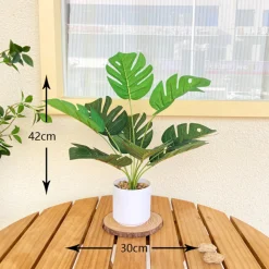 DOWNYPAWS - Bouquet de plantes artificielles + pot de fleurs monstera à hautes branches