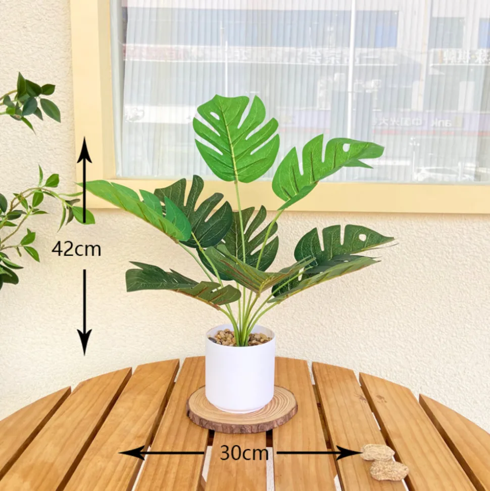 DOWNYPAWS - Bouquet de plantes artificielles + pot de fleurs monstera à hautes branches