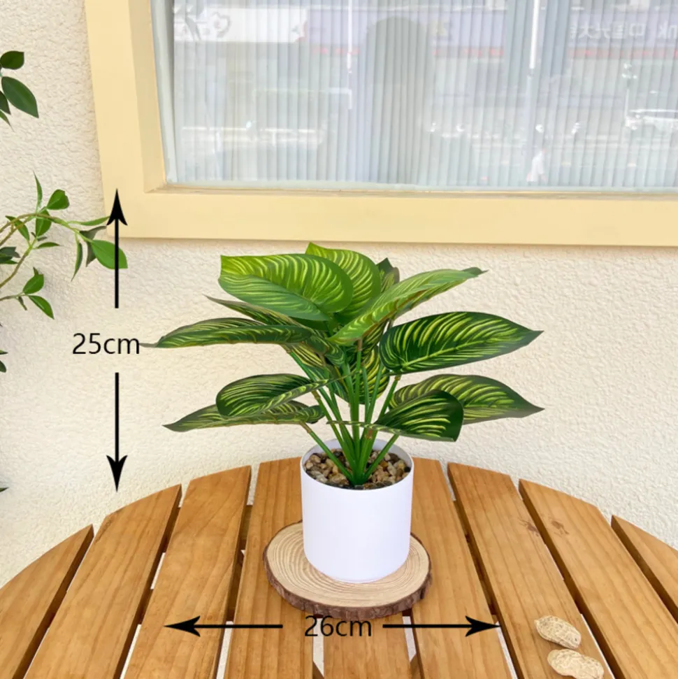 DOWNYPAWS - Bouquet de plantes artificielles + pot de fleurs en feuille de pastèque