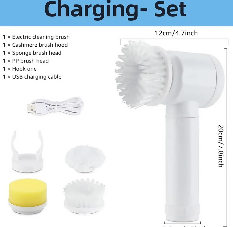 DOWNYPAWS - Brosse de nettoyage électrique portative multifonctionnelle: pour vaisselle de cuisine salle de bain et carrelage de piscine