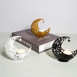 DOWNYPAWS - Candélabre - porte - arôme en forme de lune en métal creusé (11*11*5.4 cm)