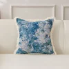 DOWNYPAWS - Coussin jacquard en coton et lin teint en fil - le jardin de monet45×45cm