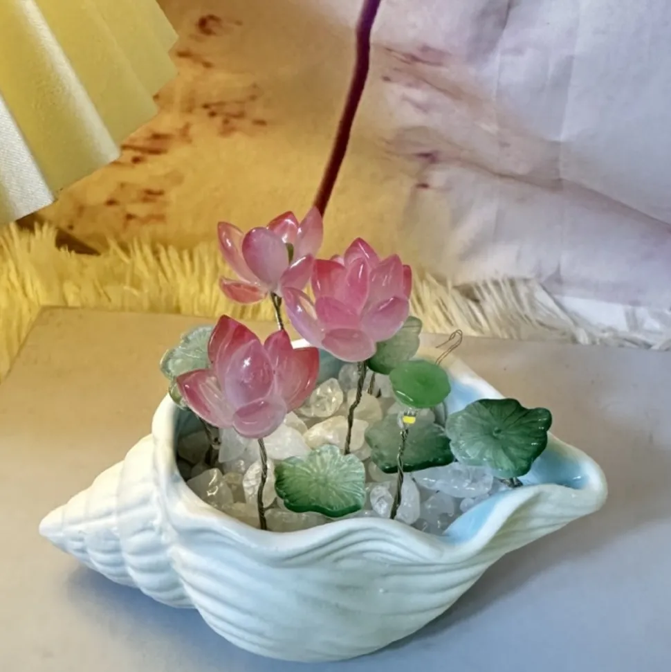 DOWNYPAWS - Décorations de nuit en verre conque en forme de lotus à faire soi - même