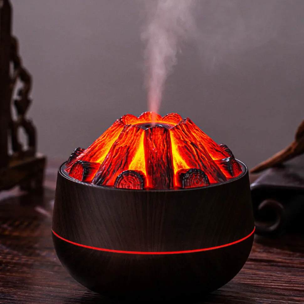 DOWNYPAWS - Humidificateur - diffuseur d'arômes à charbon de feu simulé (300ml, 2.3w)