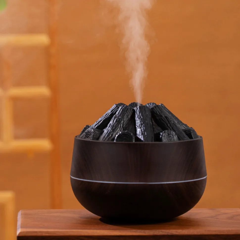 DOWNYPAWS - Humidificateur - diffuseur d'arômes à charbon de feu simulé (300ml, 2.3w)