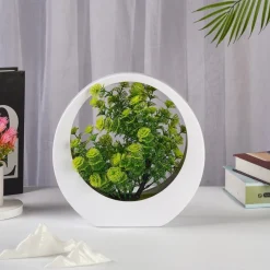 DOWNYPAWS - Plantes vertes artificielles fleurs en plastique créatives avec décoration de bureau lumineuse